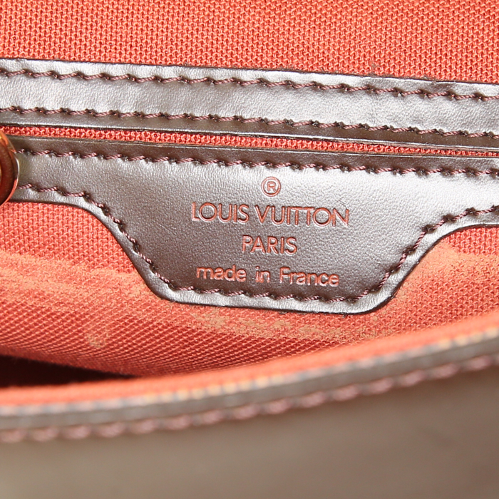 Louis Vuitton Soho backpack in ebene damier canvas and brown leather - Detail D3