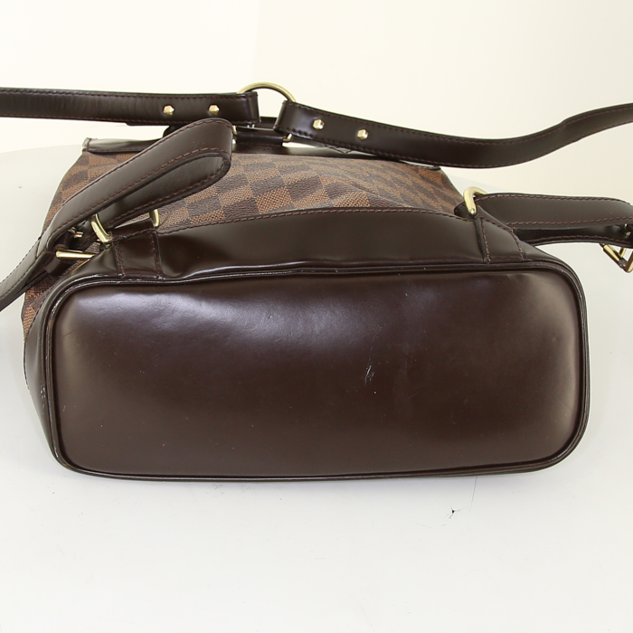 Louis Vuitton Soho backpack in ebene damier canvas and brown leather - Detail D4