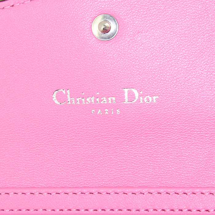 Bolso de mano Dior Diorissimo en cuero rosa fucsia y negro - Detail D3