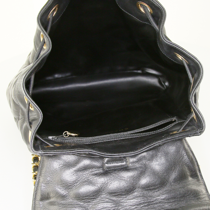 Zaino Chanel Vintage in pelle trapuntata nera - Detail D2