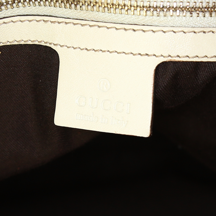 Borsa Gucci in tela monogram e pelle bianco sporco - Detail D3
