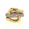 Hemstitched De Grisogono ring in yellow gold and diamonds - 360 thumbnail