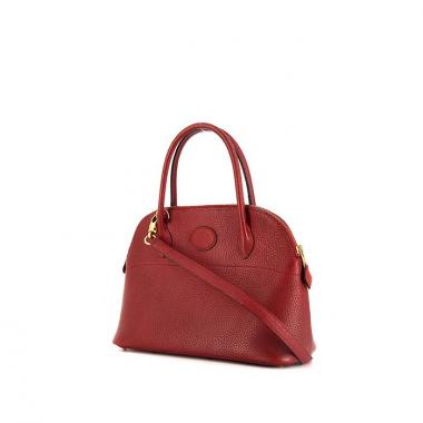 Bolso de mano Hermes Bolide 30 cm en cuero Ardenne rojo