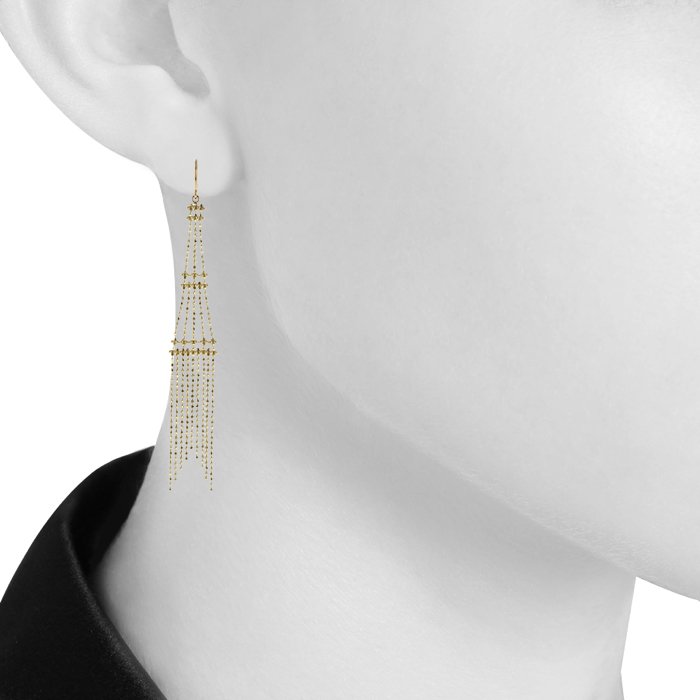 Paire de pendants d'oreilles souple Tiffany & Co en or jaune - Detail D1