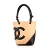 Chanel Cambon small model shopping bag in beige quilted leather and black leather - 360 thumbnail