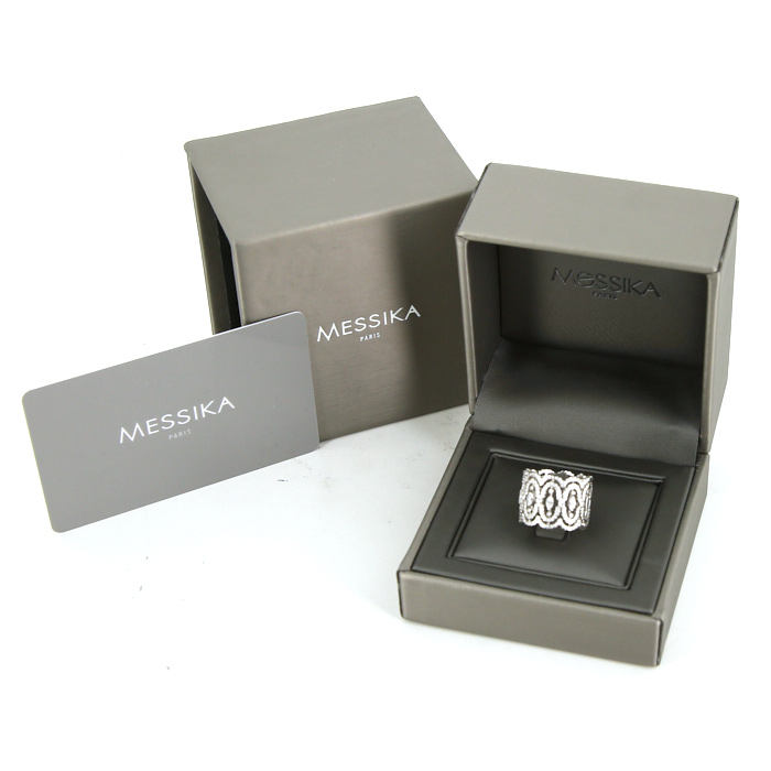 Bague bandeau Messika Arabesque en or blanc et diamants - Detail D2