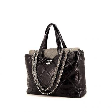 Bolso Cabás Chanel Portobello en cuero acolchado negro y gris