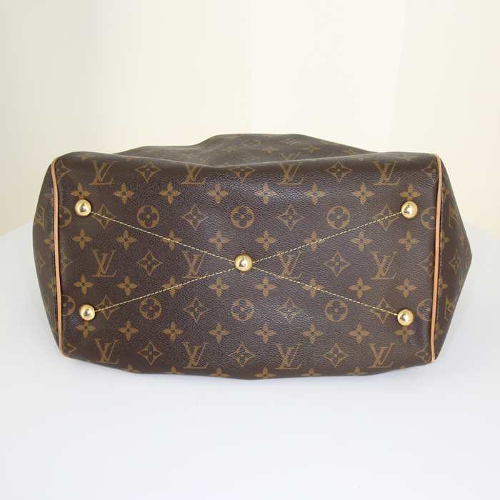 Bolso de mano Louis Vuitton Tivoli en lona Monogram y cuero natural - Detail D4