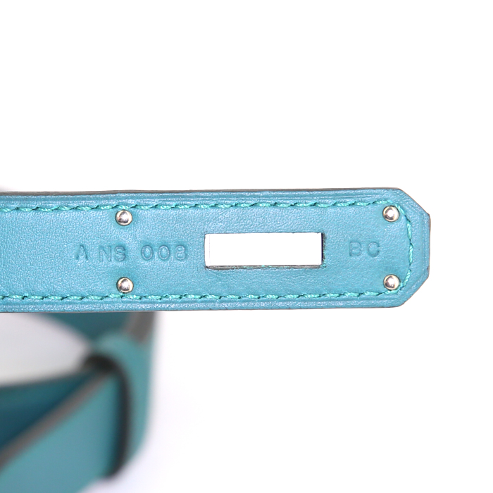 Borsa bisaccia Hermes Jypsiere modello piccolo in pelle Swift verde malachite - Detail D4