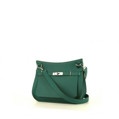Sac besace Hermes Jypsiere petit modèle en cuir Swift vert-malachite