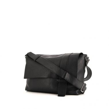 Sac bandoulière Hermès Steve en cuir togo gris anthracite