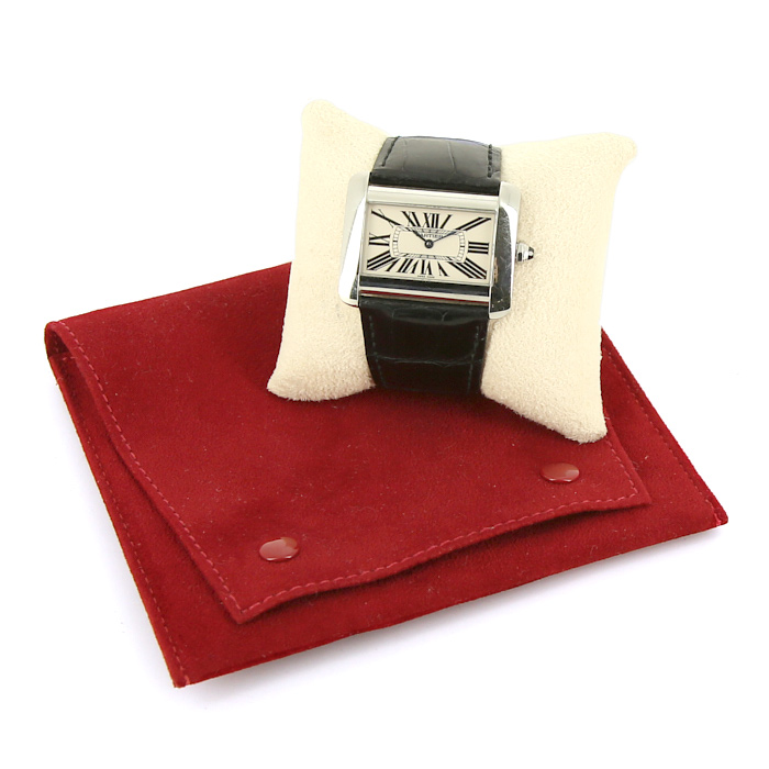 Cartier Tank Divan watch in stainless steel Ref: 2600 Circa 2010 - Detail D2
