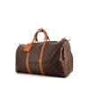 Borsa da viaggio Louis Vuitton Keepall 50 cm in tela monogram marrone e pelle naturale - 00pp thumbnail