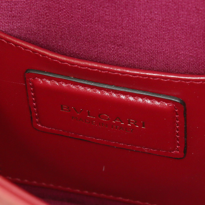 Borsa da spalla o a mano Bulgari Serpenti in pelle rossa - Detail D3