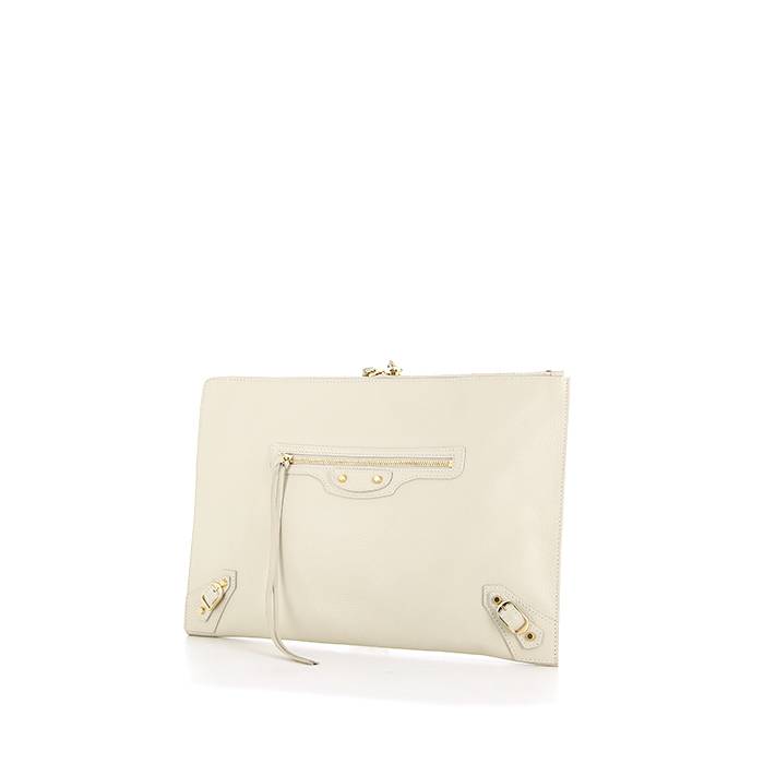 Pochette Balenciaga en cuir crème