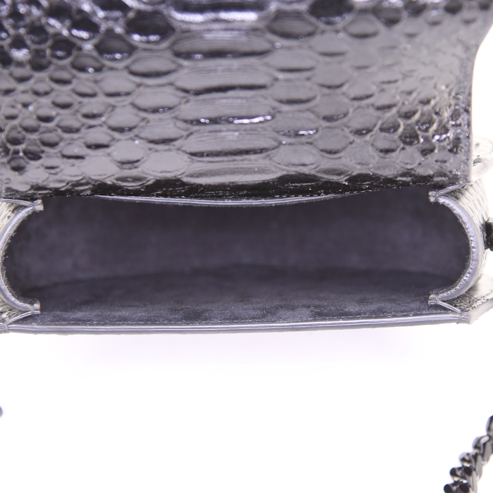 Sac bandoulière Saint Laurent en python noir et cuir noir - Detail D2