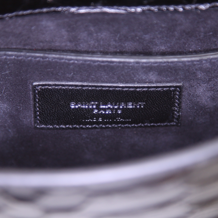 Sac bandoulière Saint Laurent en python noir et cuir noir - Detail D3