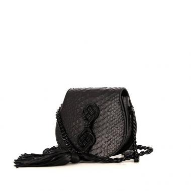 Sac bandoulière Saint Laurent en python noir et cuir noir
