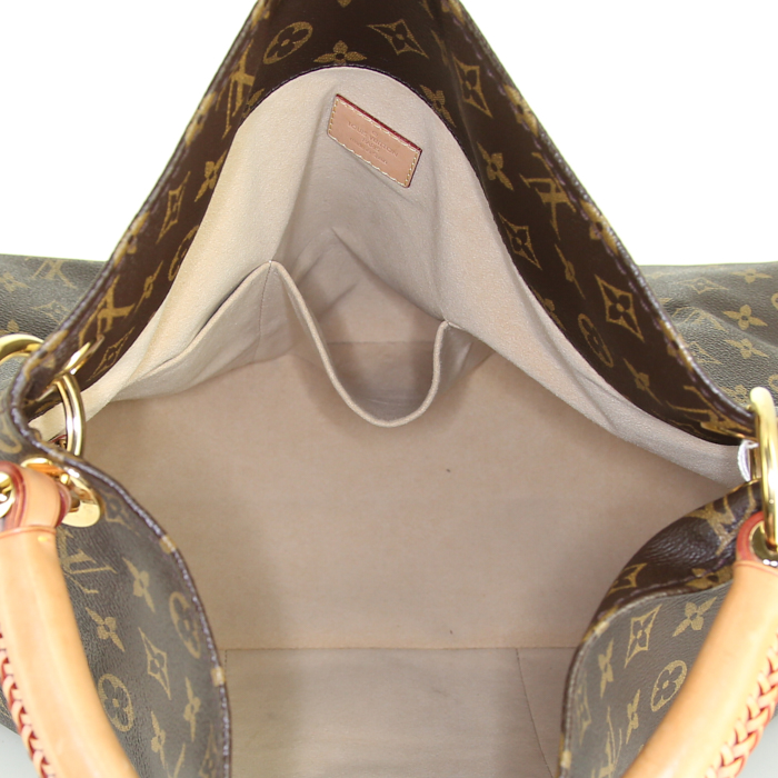 Borsa Louis Vuitton Artsy in tela monogram marrone e pelle naturale - Detail D2