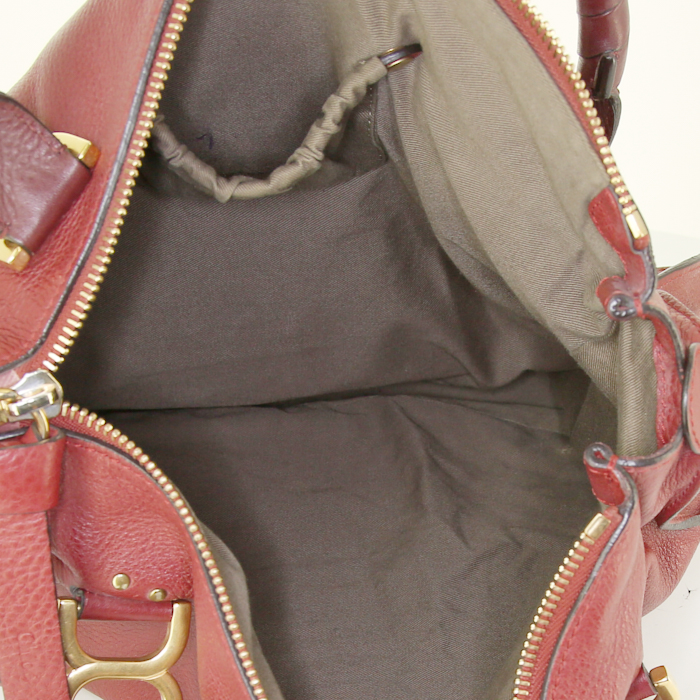Chloé Marcie large model handbag in red leather - Detail D2