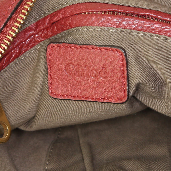 Chloé Marcie large model handbag in red leather - Detail D3