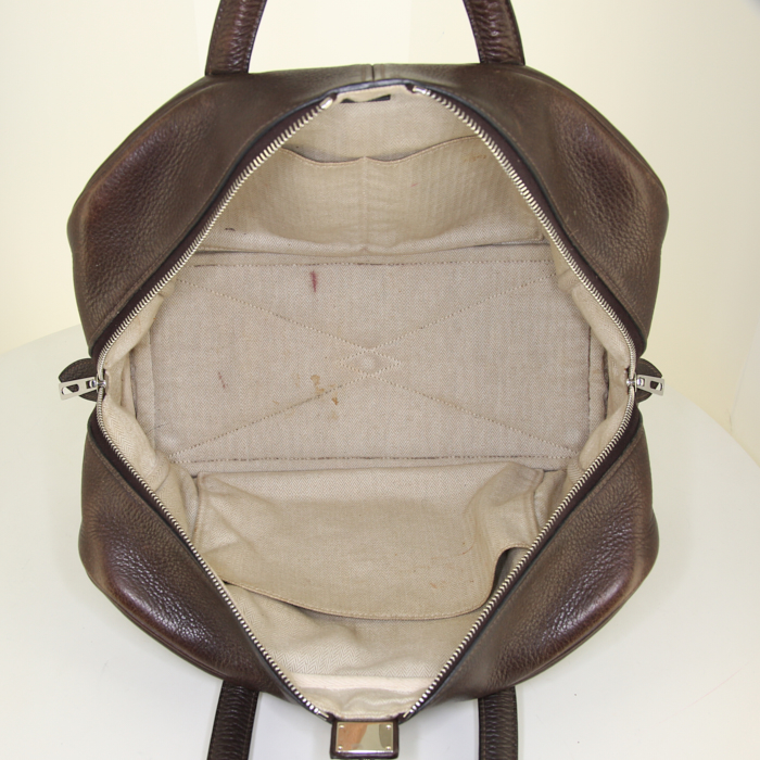 Borsa Hermes Victoria in pelle togo marrone - Detail D2