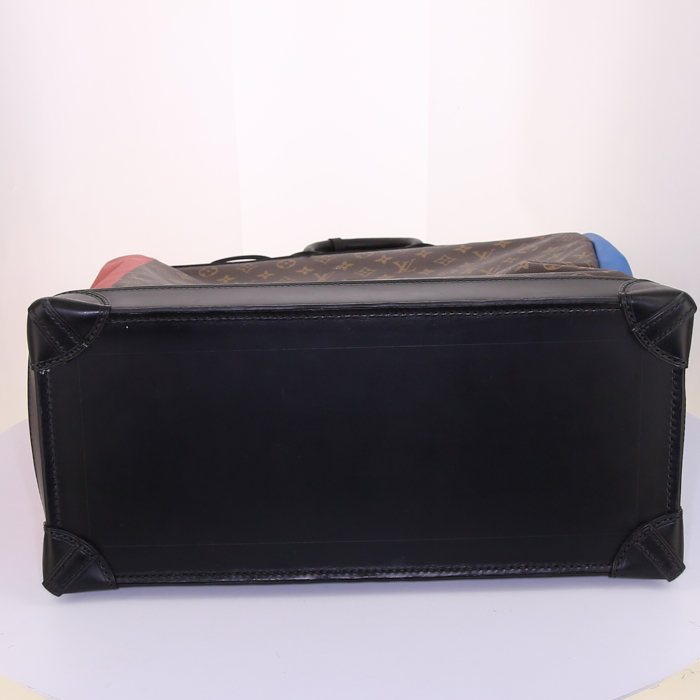 Louis Vuitton Steamer Bag - Travel Bag America's Cup travel bag in brown, blue and red monogram canvas and black leather - Detail D5