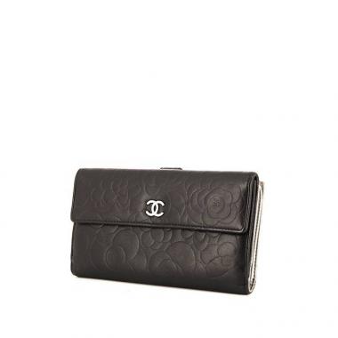 Billetera Chanel Camelia - Wallet en cuero negro