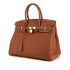 Hermes Birkin 35 cm handbag in gold leather taurillon clémence and red leather - 00pp thumbnail