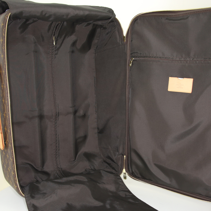 Maleta Louis Vuitton Pegase en lona Monogram marrón y cuero natural - Detail D2