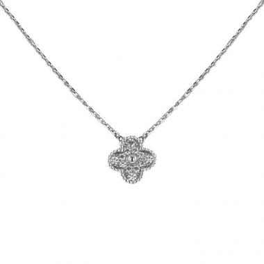 Collier Van Cleef & Arpels Alhambra Vintage en or blanc et diamants