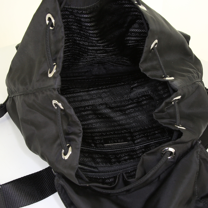Prada backpack in black canvas and black leather - Detail D2