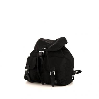 Prada backpack in black canvas and black leather