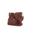Valentino Garavani Rockstud shoulder bag in brown grained leather - 00pp thumbnail