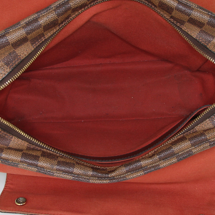 Borsa a tracolla Louis Vuitton Naviglio in tela a scacchi marrone e pelle marrone - Detail D2