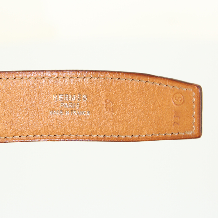 Hermès belt in brown and gold epsom leather - Detail D1