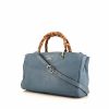 Gucci Bamboo handbag in blue grained leather - 00pp thumbnail