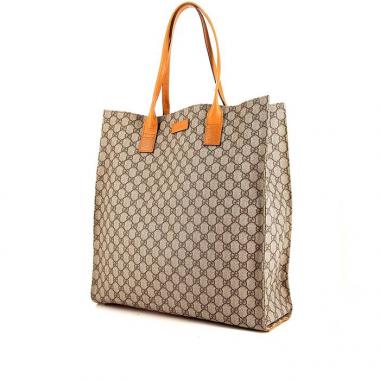 Gucci handbag in beige monogram canvas and orange leather