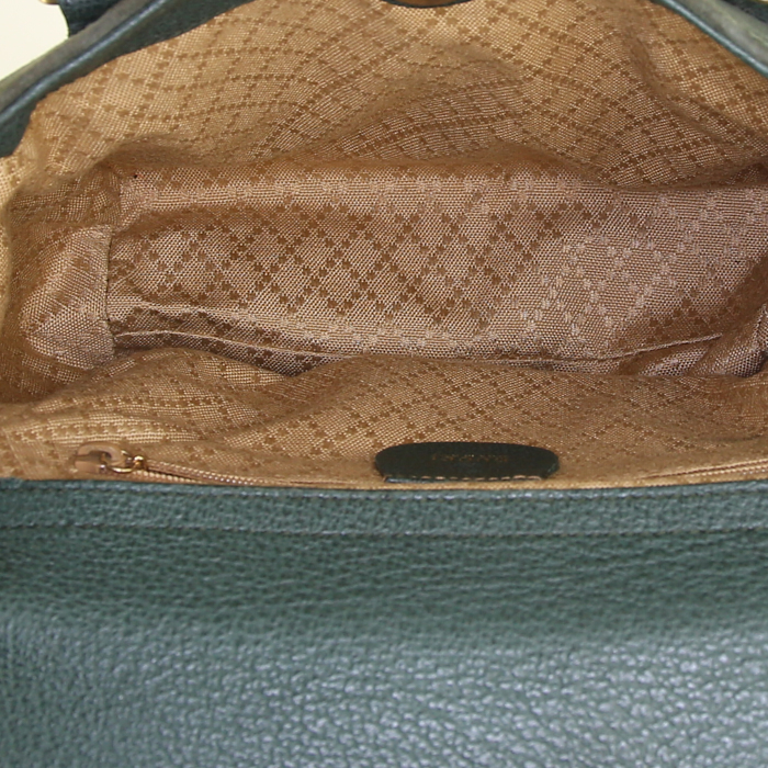 Bolso de mano Gucci Bamboo en ante verde oscuro - Detail D2