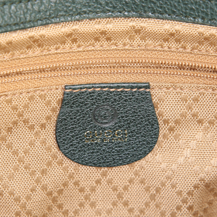 Gucci Bamboo handbag in dark green suede - Detail D3