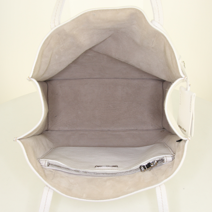 Miu Miu shopping bag in white grained leather - Detail D3