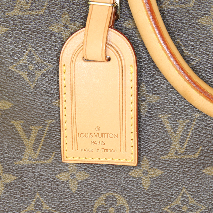 Bolsa de viaje Louis Vuitton Alma en lona Monogram y cuero natural - Detail D3