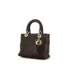 Dior Lady Dior medium model handbag in dark brown leather cannage - 00pp thumbnail