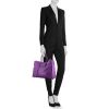 Balenciaga Papier A4 large model shopping bag in purple leather - Detail D1 thumbnail