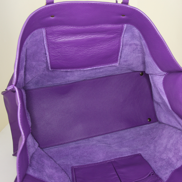 Balenciaga Papier A4 large model shopping bag in purple leather - Detail D2