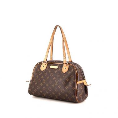 Bolso de mano Louis Vuitton Montorgueil en lona Monogram marrón y cuero natural