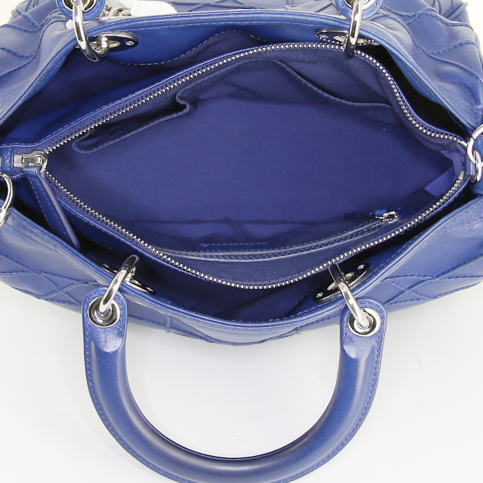 Bolso de mano Dior Granville Polochon en cuero cannage azul eléctrico - Detail D3