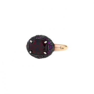 Anello Pomellato Tabou in oro rosa,  argento e rodolite
