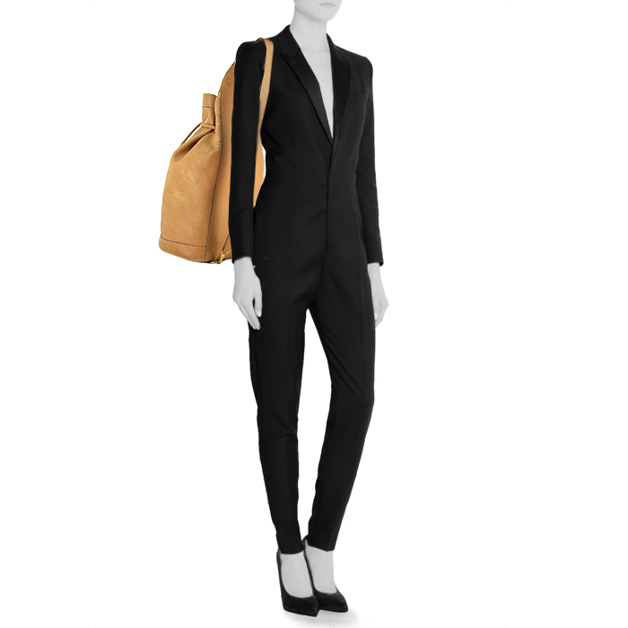 Borsa a spalla Hermès Matelot modello grande in pelle Courchevel gold - Detail D1