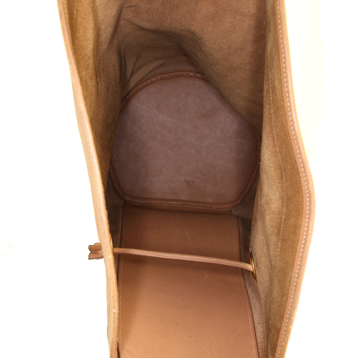 Sac porté épaule Hermès Matelot grand modèle en cuir Courchevel gold - Detail D2